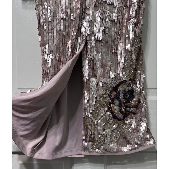 NWT Mac Duggal Floral Sequined Beaded Midi Dress Size 4 - Picture 12 of 16